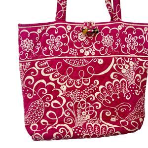Vera Bradley Quilted Floral Tote Bag Handbag Purse Boho Cottage 14 x 12